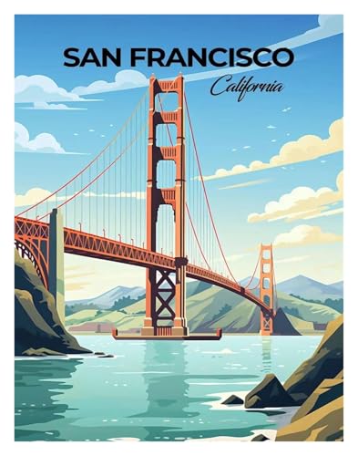 Pósteres de Nueva York y San Francisco Lienzo 40x60cm Cuadros de Ciudades para Pared Sin Marco 2