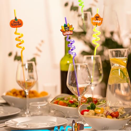 Pitillos de plástico amarillos para fiesta de Acción de Gracias 24 piezas miniatura 5