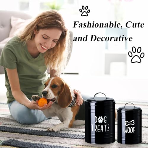 Dog Treat Container Airtight, Dog Treat Jar Set of 2 with Lid - 9x5.5''&7x4'' Metal Dog Cookie Jar for Farmhouse Kitchen Counter, Black Treat Jars for Pets, Treat Storage Container for Dogs, Cats - Image 4
