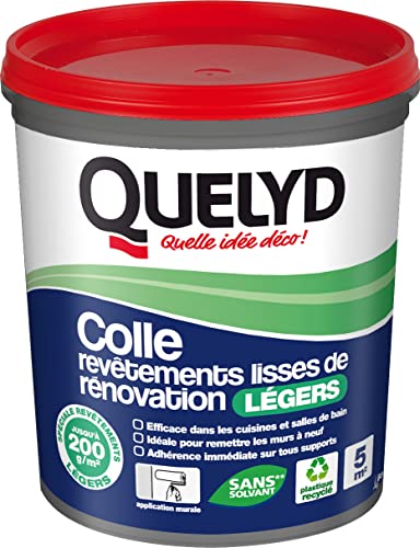 Quelyd Colle Revêtements Lisses de Rénovation Légers - Application Murale - Efficace en Cuisines...