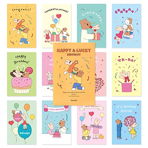 mCN nbs[AhbL[ a߂łƂ |XgJ[h Happy and Lucky, Brithday - 12Zbg LN^[tAfUCtAO[eBOJ[hA9.8x14.8cm