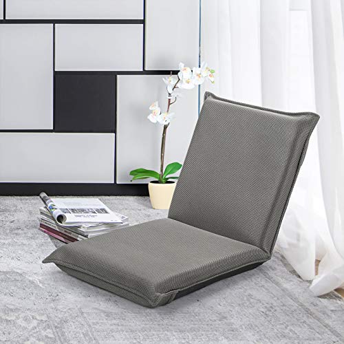 Image of Giantex Floor Chair with Back Support, 6 Adjustable Position, Gaming Chair Floor, Padded Sleeper Bed for Video Gaming Meditation Reading Watching TV, Grey