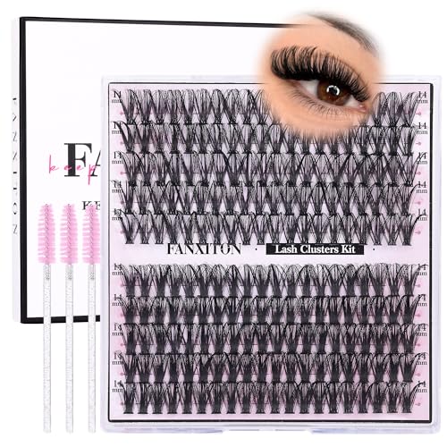 Image of DIY Lash Extension Kit Natural Look Wispy Lash Clusters D Curl 40D+50D 14MM Eyelash Extension Kit Individual Lashes Lash Cluster Kit For Beginners (No Glue)