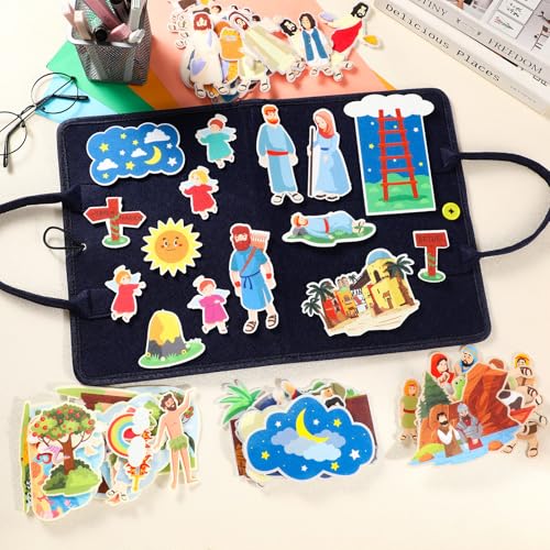Windkream 12 Set Felt Board Stories Pieces Set Felt Animals Bible Fairy Tales for Preschool Animals Figures Flannel Board Stories for Toddlers Preschool Kindergarten Storytelling(Religious)