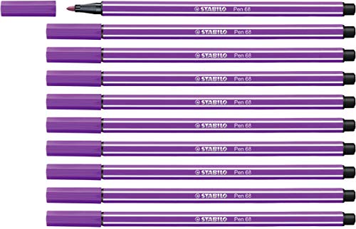 Rotulador premium STABILO Pen 68 - Caja con 10 unidades color lila