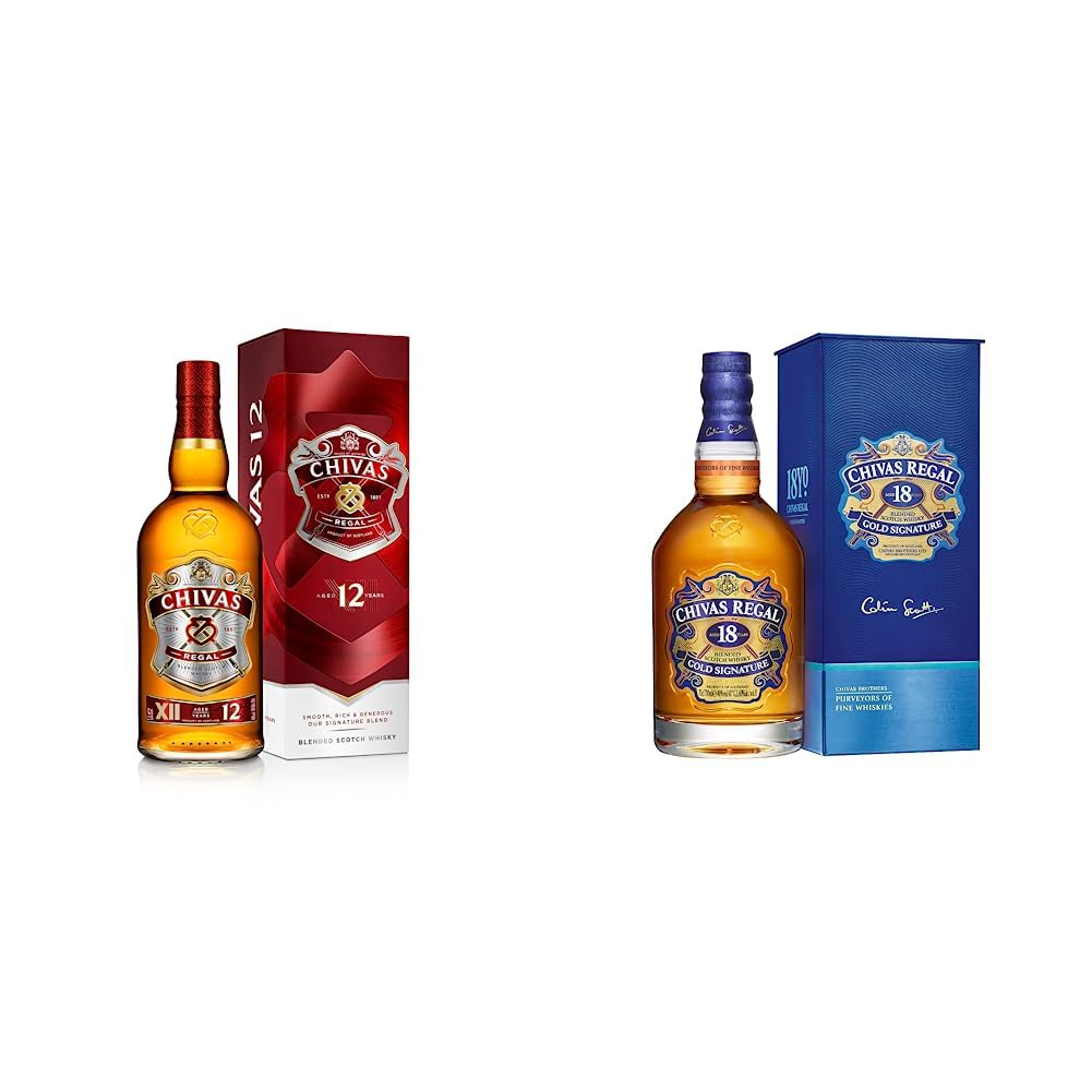 CHIVAS REGAL 12 ans Whisky Ecossais - 40%, 1L & 18 ans Whisky Ecossais - 40%, 70cl