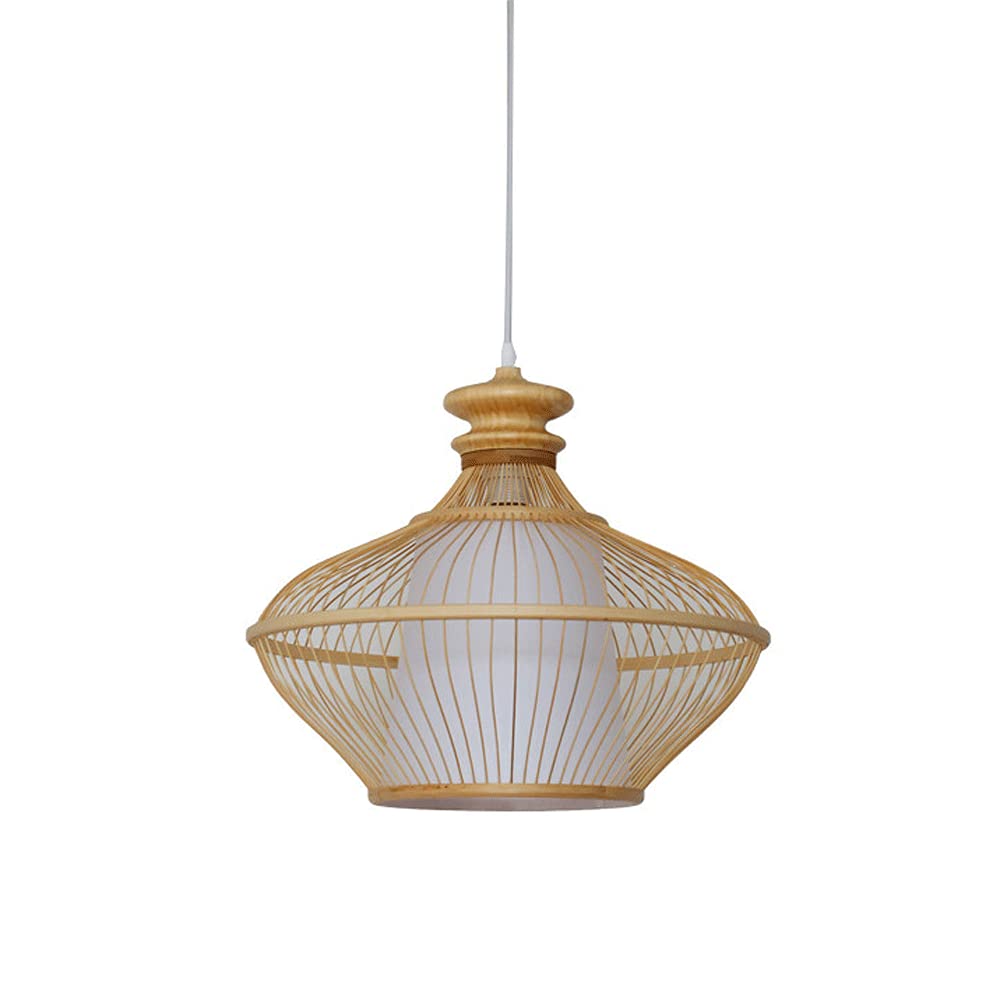 Lustre bambou E27 anti éblouissement suspension réglable 60cm pour éclairer grand salon