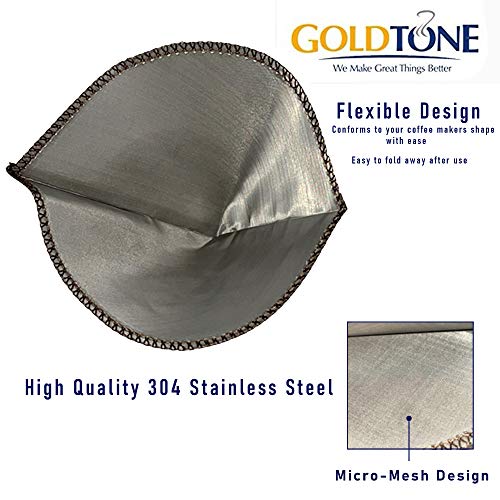 Goldtone Collapsible Silicone Portable Reusable Coffee Dripper W/ Carry Clip & Scoop (Collapsible Pour Over, Frameless Filter & Scoop) #TOP2
