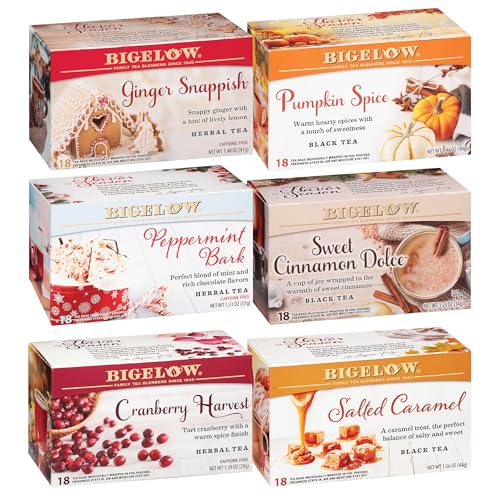 Bigelow Tea Seasonal Tea 6 Flavor Variety Pack, Mixed Caffeinated