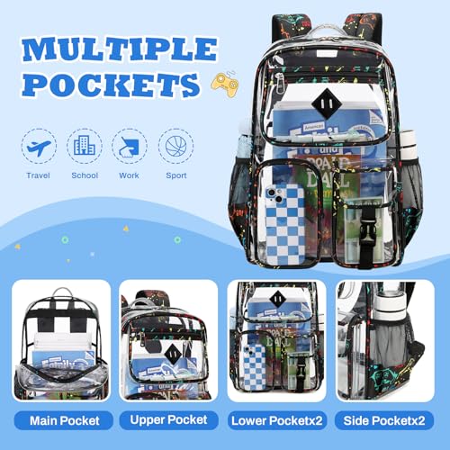 Image of PIG PIG GIRL Clear Backpack for School,Heavy Duty PVC Transparent Bookbag for Girls Stadium Approved See Through Backpack