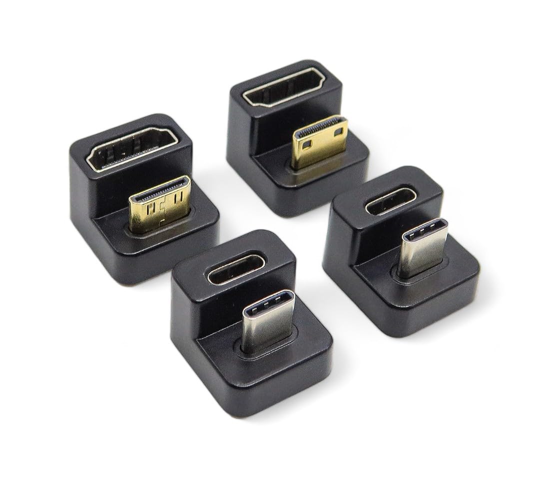 Kado Portable Monitor 180 Degree Adapter Set - Mini HDMI to HDMI 4K 60Hz U Shaped USB-C to USB-C USB 3.1 Gen 2 10Gbps 60W PD Charging Extender Converter for Laptop and Tablet (Mega Combo)