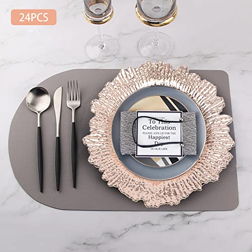 Platos cargadores redondos 13 in 24 pzs Rose Gold miniatura 2