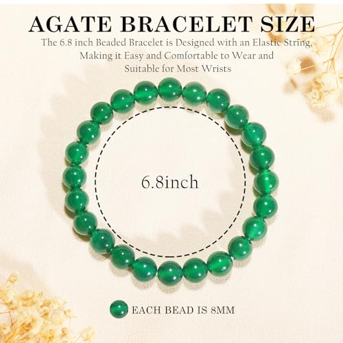 Pulsera de cuentas de ágata redonda para mujer y hombre miniatura 4