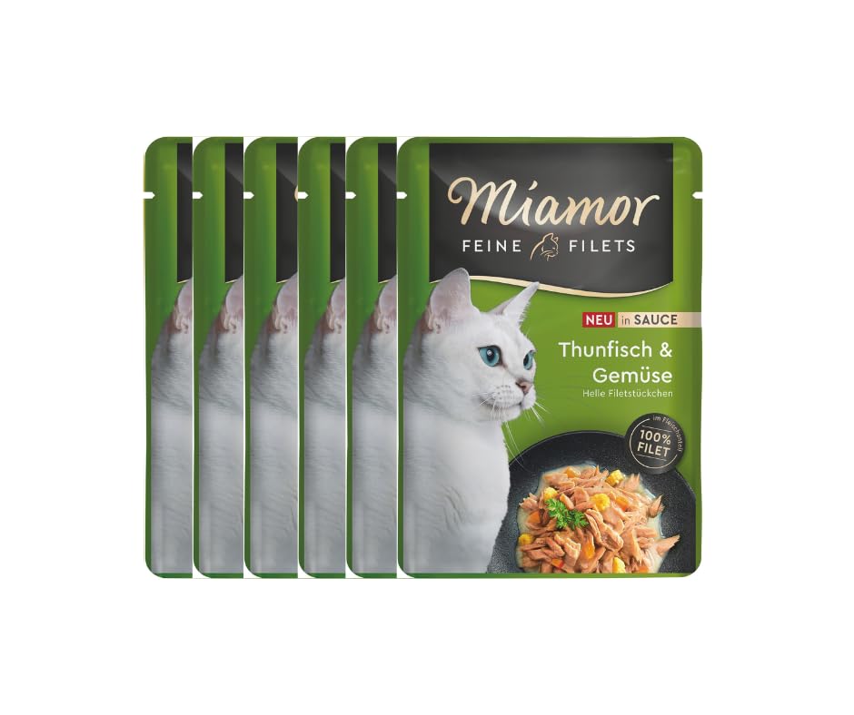 Miamor Feine Filets in Sauce | Thunfisch & Gemüse | Getreide- und zuckerfrei | im Frischebeutel | 6 x 100g