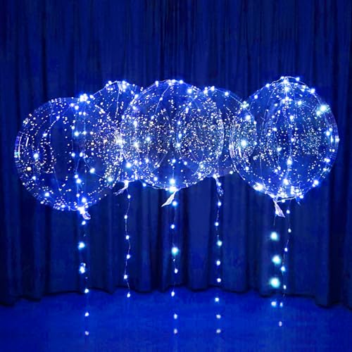 Image of 12pc LED Light up Party Balloons with Batteries, 22 inch Big Size Clear Bobo Balloons for Helium or Air