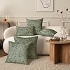 AELS Boho Decorative Textured Throw Pillow Covers 16x16, Modern Mid Century Rainbow Tufted Pillow Case, Farmhouse Rustic Geometric Woven Cushion Case for Bed Couch Sofa, Olive Green #5