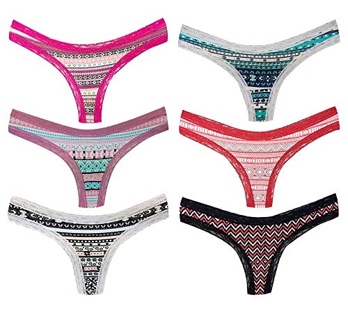 Kit 12 Calcinhas Fio Dental Algodão Estampadas Renda Absoluta Ousadia (P)