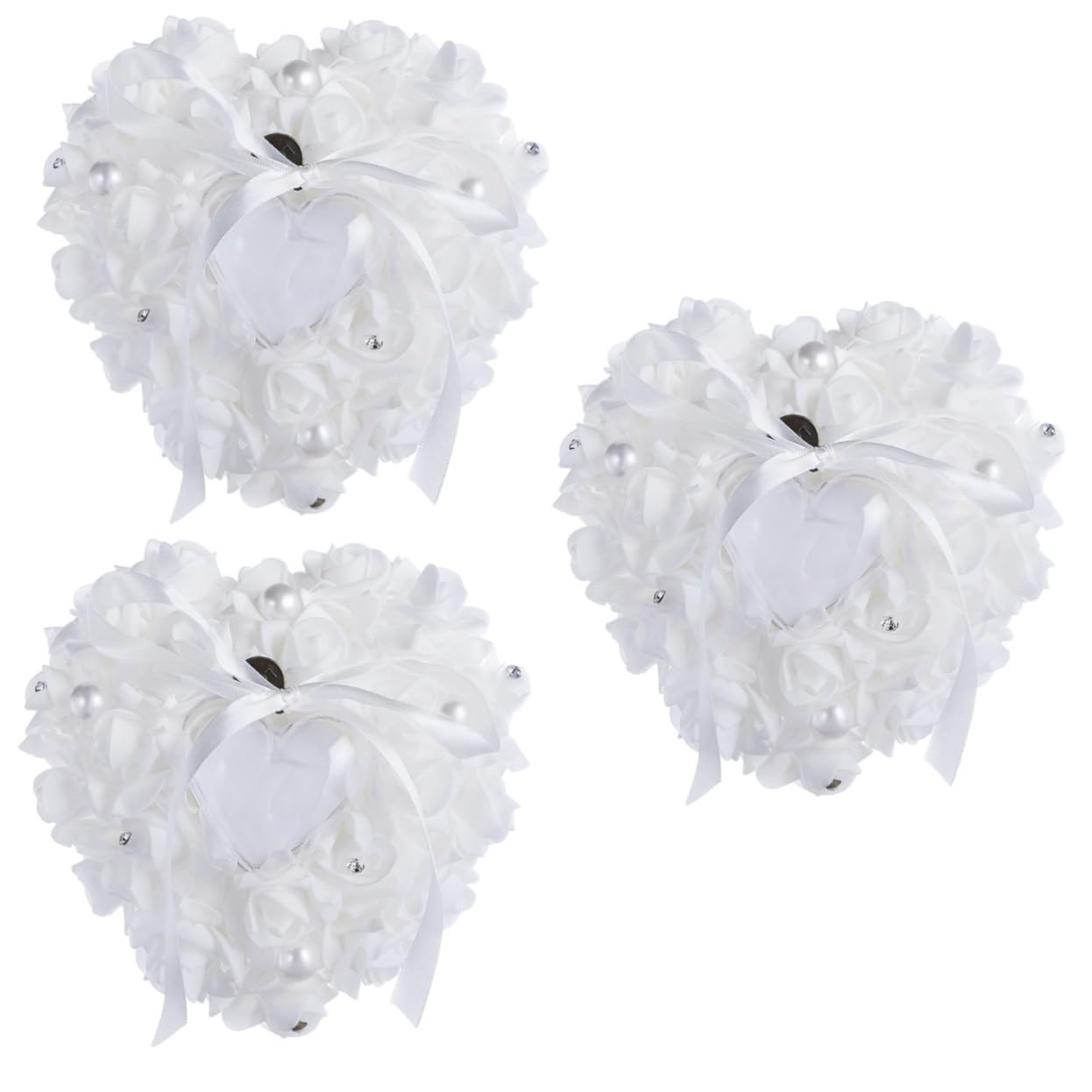 Ciieeo Cuscino A Forma Di Cuore 3 Pezzi Rotondo Bianco Decorazione Per Matrimonio Cuscino Per Cerimonia Nuziale