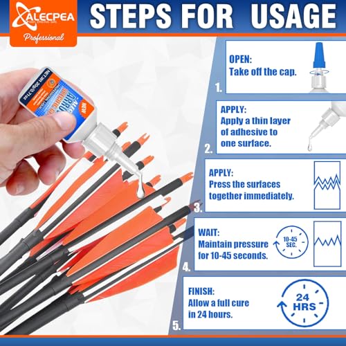 image for ALECPEA 20g Instant Arrow Fletching Glue, Fast-Curing Clear Adhesive f