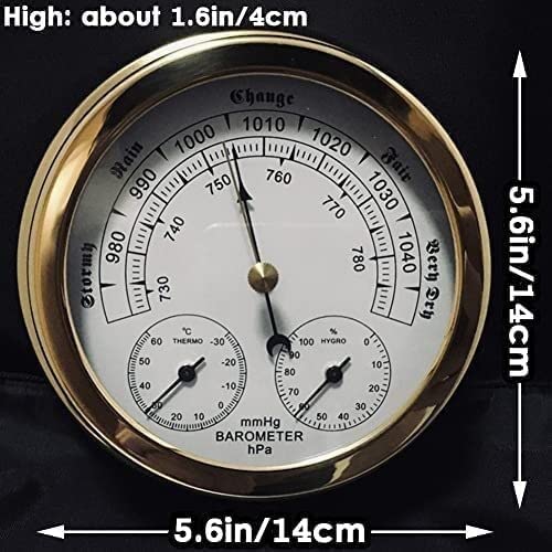 Manometer für Luftdruckmesser Traditionelles Barometer, hochpräzises Barometer, 5,6-Zoll-Aneroidbarometer-Wetterstation, 3-in-1-Temperatur, Luftfeuchtigkeit und Luftdruck