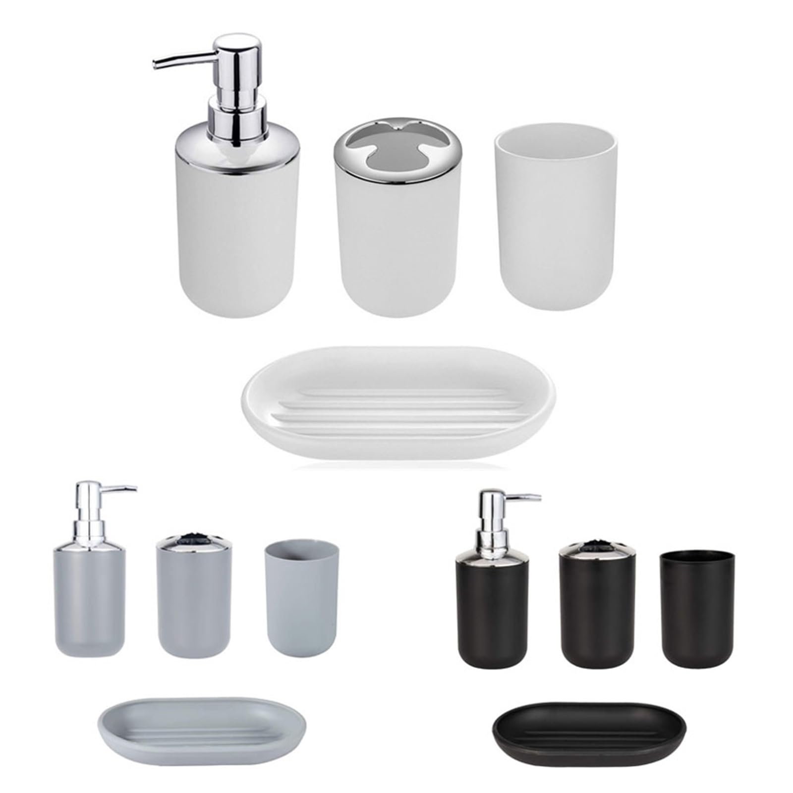Set Dispensador Jabon Baño 4 piezas de accesorios de baño de lujo, soporte de plástico for cepillo de dientes, taza, dispensador de jabón, plato, soporte for inodoro, bomba, botella, taza, juego de ba