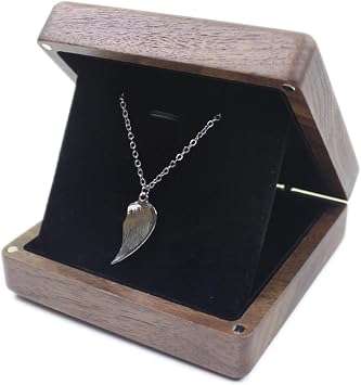 Natural Walnut Wooden Pendant Necklace Gift Box Pendant Storage Case Jewelry Display Box for Anniversary Propose Birthday Christmas Valentine's Day Gift