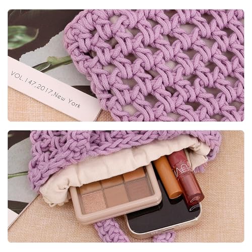 Image of Naimo Straw Beach Bag Woven Rattan Shoulder Bag Fishing Net Handbag Cotton Rope Tote Summer Crochet Hobo Bag