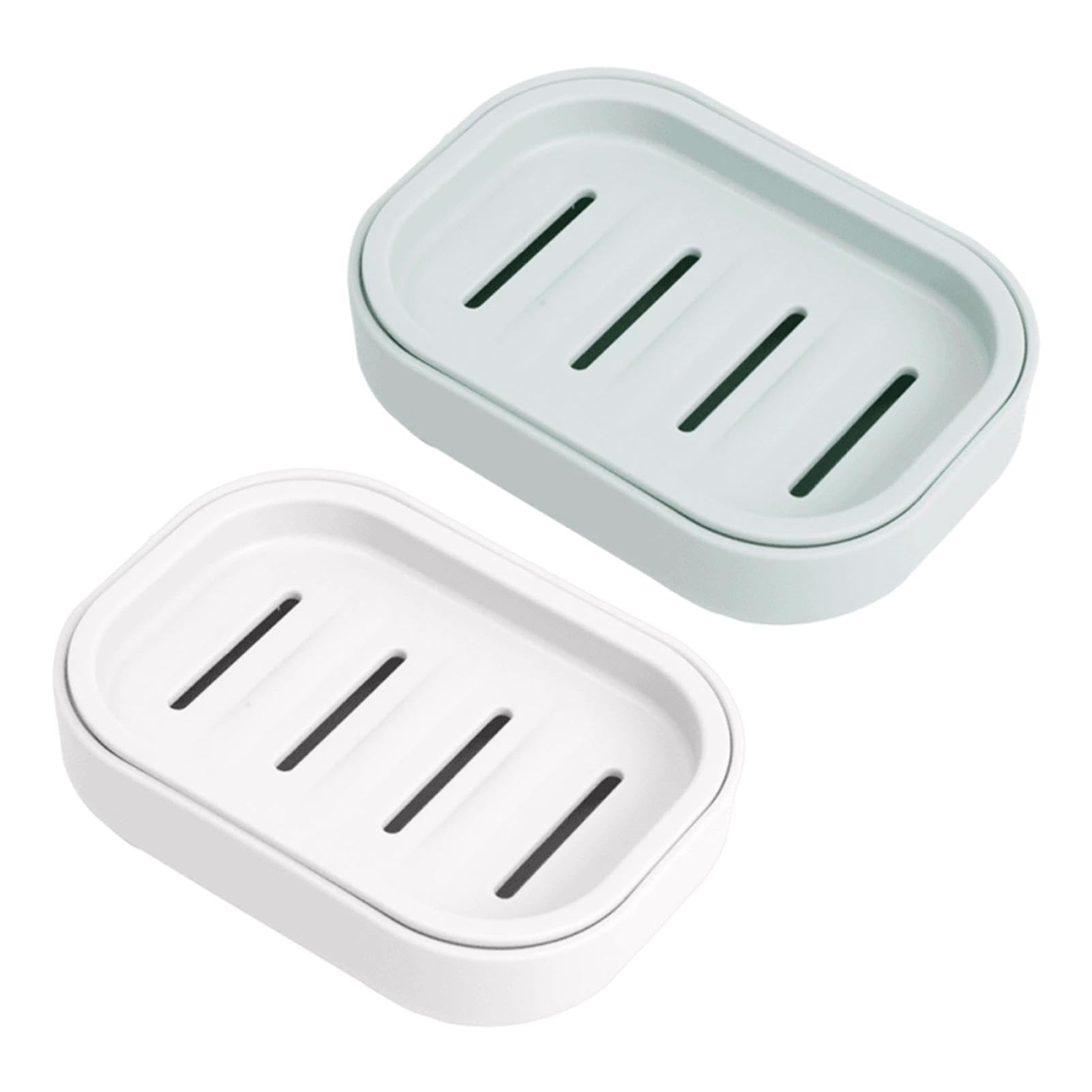 2Pcs Soap Dish, Portable Shower Soap Box, Plastic Draining Soaps Dishes, Non-slip Soaps Holder, Easy Cleaning, Suitable for Bathroom and Travel