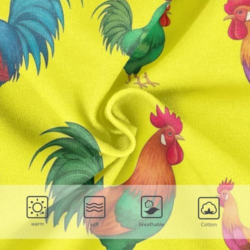 Colorful Roosters Yellow Cotton Toddler Underwear, Cotton Underwear for Girls, 2T–8 Years3