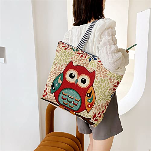 Knitting Tote Bag, Large Knitting Bag Knitting Needle Bag with Zipper Owl Pattern Crochet Bag for Yarn Knitting Needles Crochet Hooks - Image 4