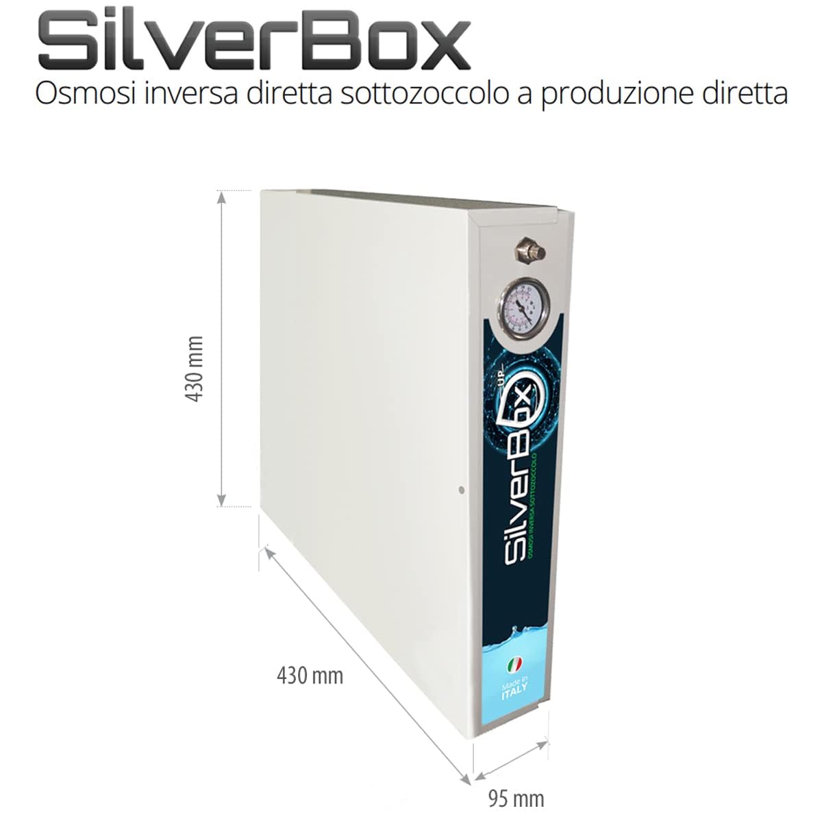 Purificador de agua Silverbox ECO 60 l/h - Purificador de agua ósmosis inversa bajo zócalo Made in Italy - Producción directa de agua oligomineral de forma instantánea y segura