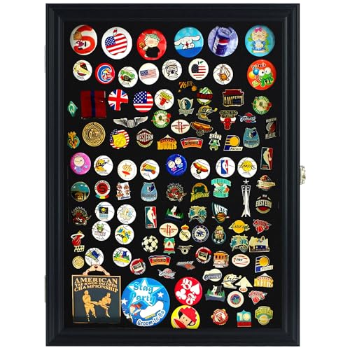 Image of Large 19 X 14 Pin Display Case Medal Shadow Box with 98% UV Protection for Military Medals, Beach Tags, Jewelry Pins, Pin Gift, Insignia Ribbons Memorabilia Black Finish