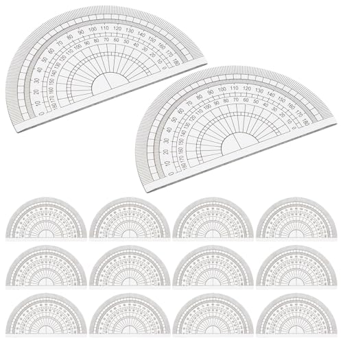 Set 24 piezas transportador semicircular plástico 180° miniatura 1