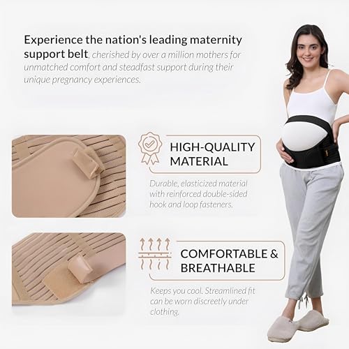 Image of DOLTAS Maternity Belt - Adjustable Pregnancy Support Belt for Belly, Back & Pelvic Relief - Comfortable Pre Natal Belly Band - Breathable Pregnancy Belt for Prenatal & Postpartum Belly Support - Pack Of 1 (Black)
