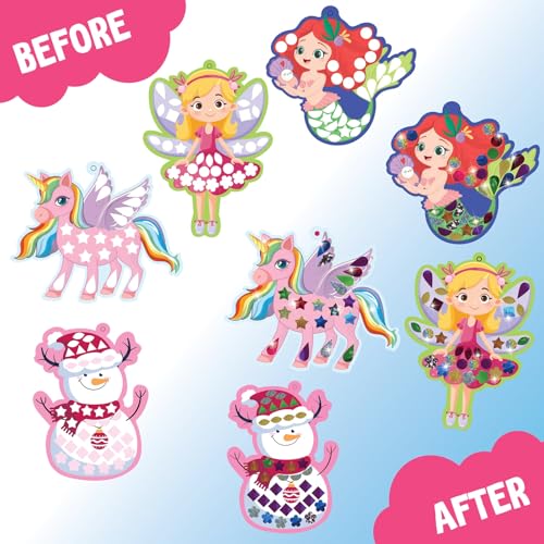 Image of SparkLPlay DIY Craft Kit for Kids - Unicorn Theme Foil Fun Coloring Set, 4 Fridge Magnet Cutouts & 20+ Color Foils. Mess Free. Gift for Kids Ages 4-9
