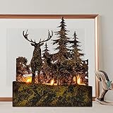 XMANTSEA Candle Holder Wall Mounted, Deer and Forest, Farmhouse Retro Metal Wall Decor for Home, Liv
