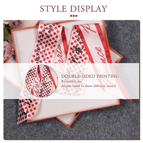 Skinny Silk Scarf Women Girls Narrow Long Neckerchief Flower Tree Print Letter Pattern Satin Slim Ribbon Scarf Tie4