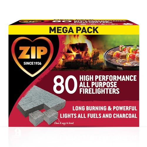 ZIP 80 Firelighters High Performance All Purpose for Open Fires Wood Burner Multi Fuel Stove BBQ Firepit Chiminea and Bonfires