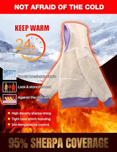Flygo Unisex Boys Girls Fleece Lined Sherpa Hoodie Kids Warm Winter Hoodies Pullover Hooded Sweatshirt Sweater 4-13Y2