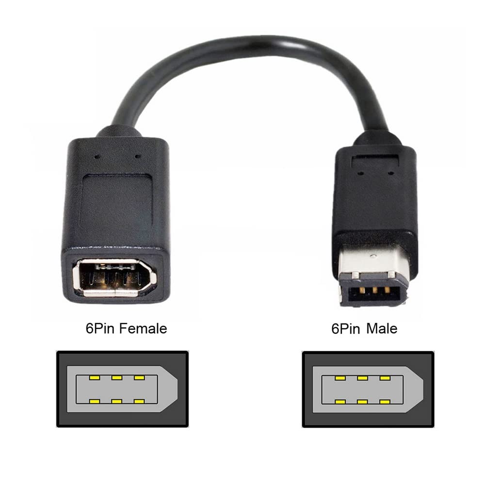 xiwai Firewire 1394a 400-400 IEEE 6Pin Femmina a 6Pin Maschio Cavo di Prolunga 20cm per Laptop Data Video Capture Card