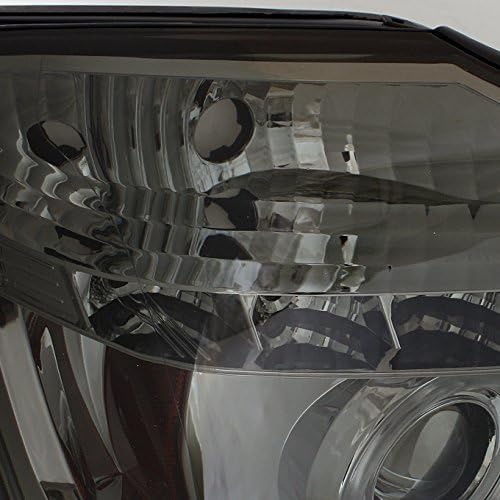 AKKON - For 14-15 Nissan Titan Smoked Lens Dual Ring Projector Headlights + C-Shape LED Light Tube Tail lights Set