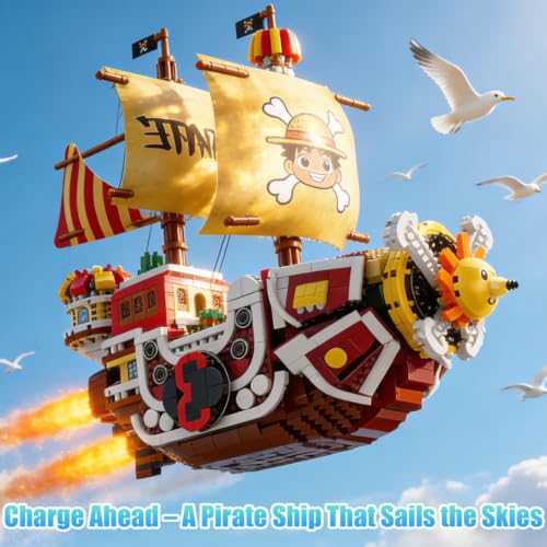 Image of Sunny Thousand Pirate Ship Micro Building Blocks, 1 Piece Creative Pirate Boat Featuring 2 Cute Figures, Challenging Building Blocks for Adult Teen 14+(2000PCS)