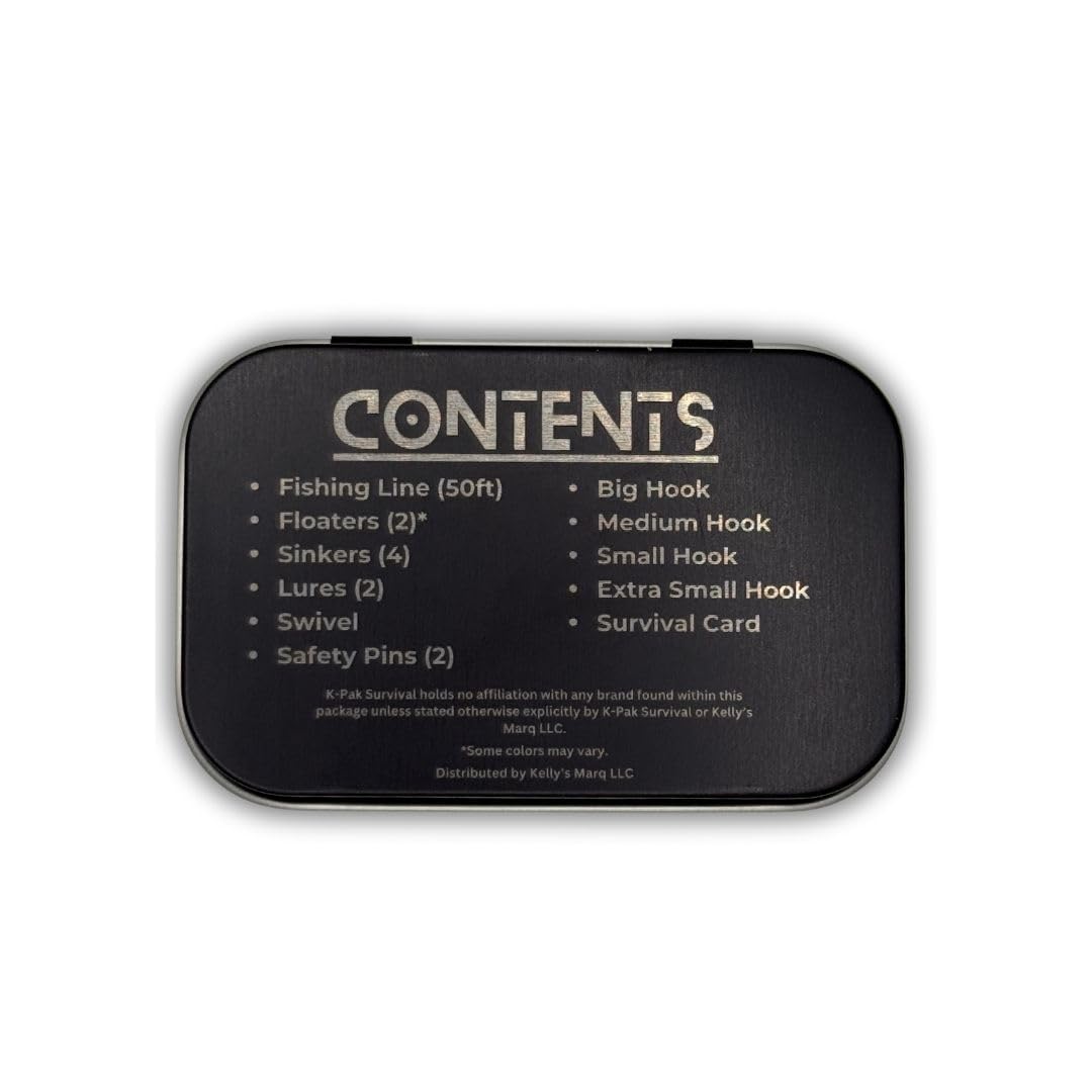 K-Pak Survival K-Pak Survival Fishing Kit – Compact Emergency Fishing Gear in a Durable Metal Tin for Preppers, Hikers & Outdoor Survival