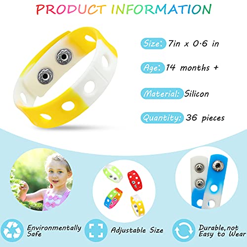 Image of MTLEE 36 Pieces Silicone Wristbands Adjustable Cute Wristbands for Girls Swimming Identify Shoe Birthday Presents, 12 Colors(7 Inch,Classic Color)