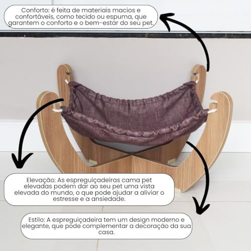 Cama Rede Gato Cachorro Pet MDF Espreguiçadeira Modelo X - Amadeirado