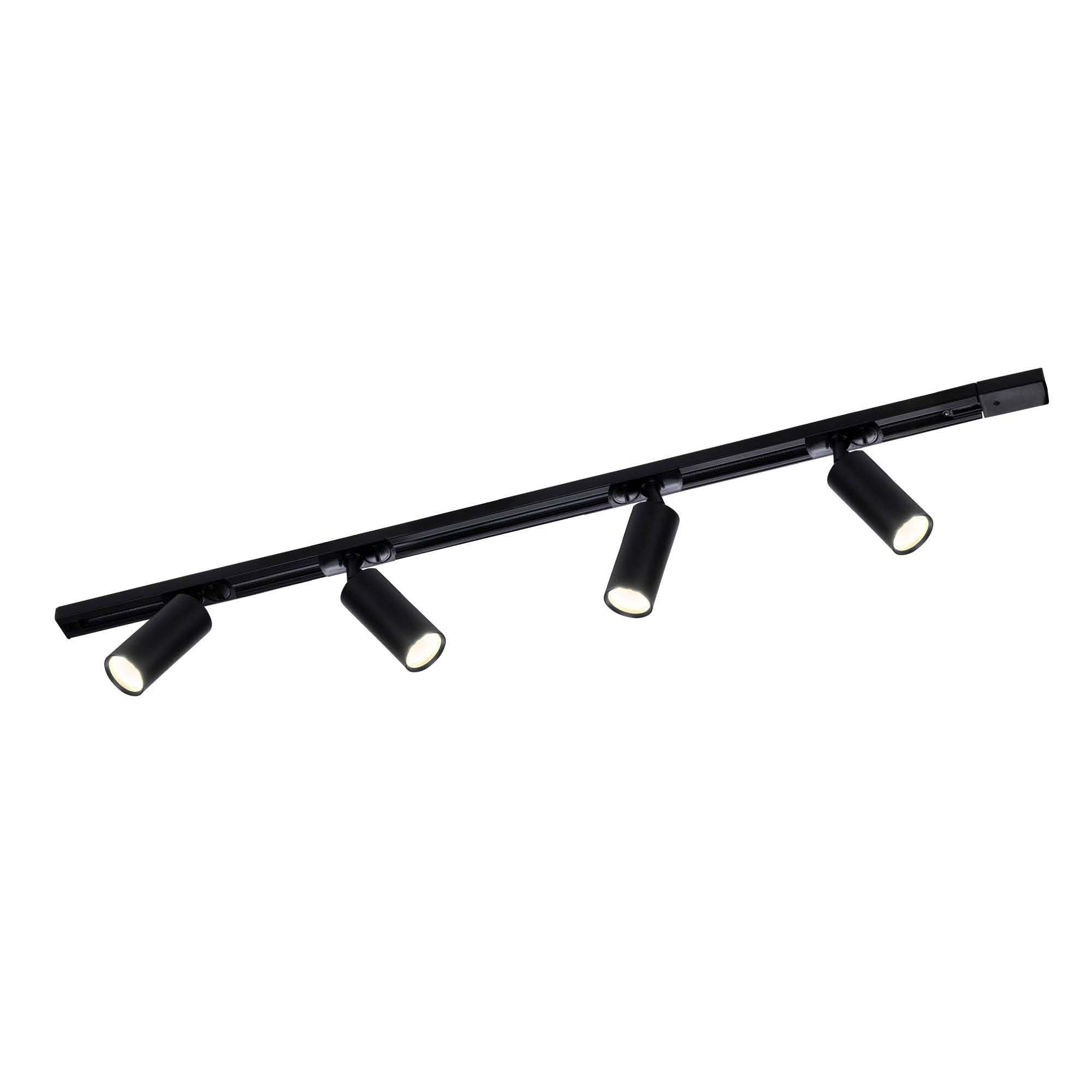 Ledvion Track Lighting 1m 1-Phase Black 4 Spotlights Warm White