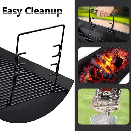 Image of Criditpid 27 Inch Ash Pan Drip Pan Ashpan for Char Griller 2121, 2828, 2929, 1224, 2727, 2222, 1324 Charcoal Grill Parts, 27 inch Charcoal Tray Grill Pan Replacement Parts with 2pcs Fire Grate Hanger