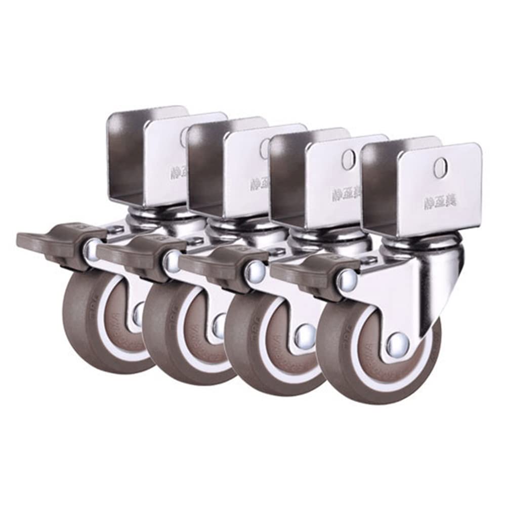 GYRAZXS U Mount Swivel Castors for Furniture Silent Rubber Wheels with Screws Baby Cot Castors 16mm 18mm 20mm 22mm 25mm Options Color 4 with Brake Size 22mm