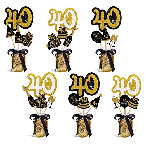 40th Birthday Party Centerpieces Black and Gold Themed Party Centerpieces Sticks Glitter Table Toppers Decorations Party Photo Booth Props Set of 24