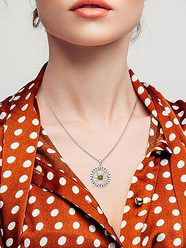925 Sterling Silver Birthstone Diamond Pendant Necklace with 18K White Gold Plating, Dainty Compass Necklace Jewelry Birthday, Anniversary, Christmas Gifts for Women Wife Her2